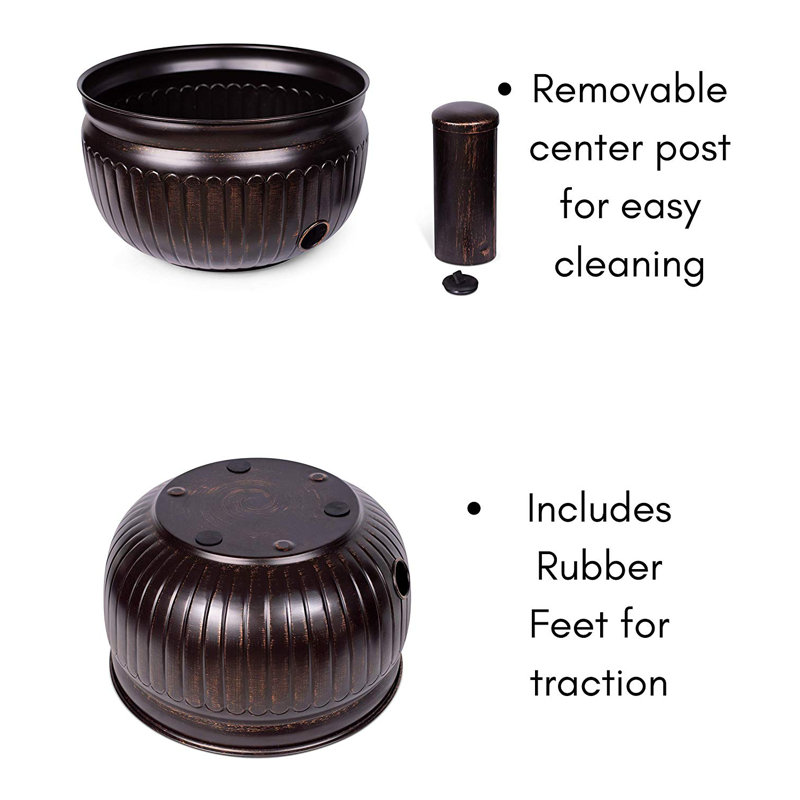 Distressed Bronze Steel Water Hose Pot with Removable Post