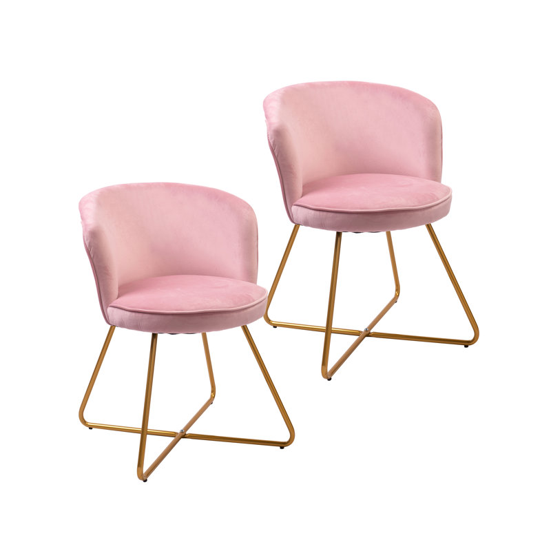 18.91'' H Velvet Upholstered Armchair, Pink, 2