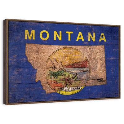 State Map Over Montana Flag