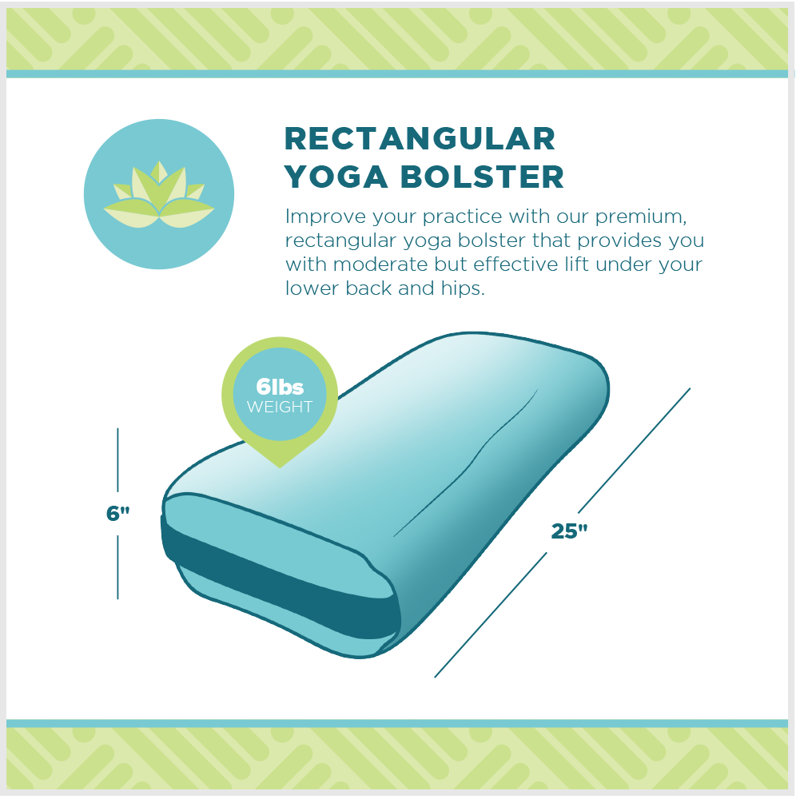 Batting Yoga Bolster - Studio Grade Pillow with Cover, Rectangular, Organic Cotton, Sweet Potato