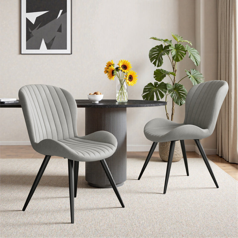 Modern Dining Chairs, Tech Fabric Upholstered Kitchen Chairs With Curved Backrest, Comfortable Dining Room Chairs For Family Meals & Guests