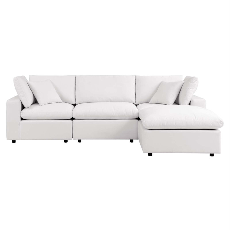 Modway Commix 4-Piece Outdoor Patio Sectional Sofa, White