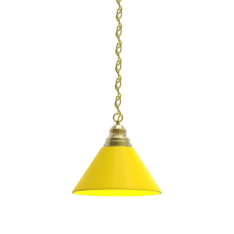 Luminaire suspendu conique 1 lumière, Laiton, Jaune