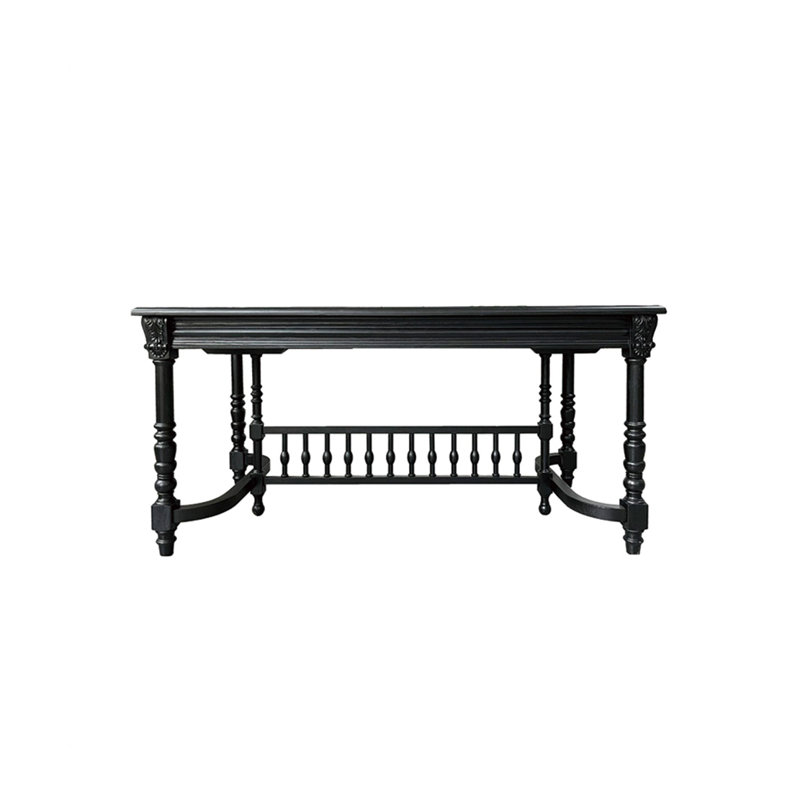 Table d'art rétro simple en bois massif, H 30,71 po x L 70,86 po x l 31,49 po, Noir