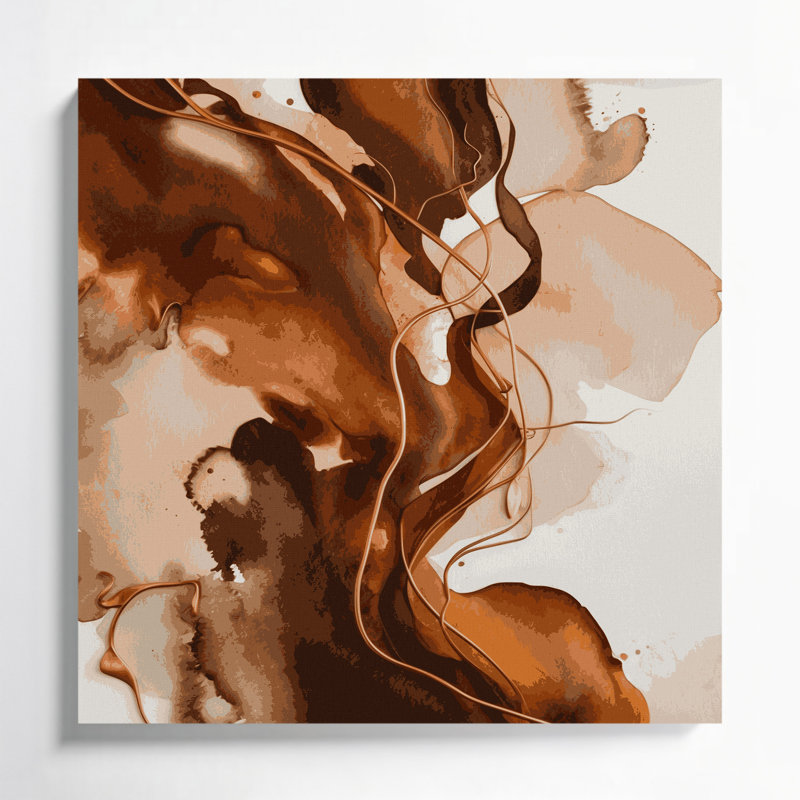 Aquarelle abstraite, art mural sur toile beige, H 32 po x l 32 po