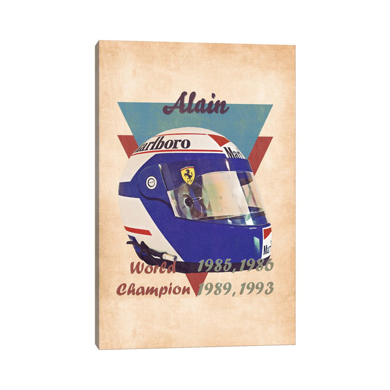Alain Prost's Helmet Retro - Wrapped Canvas Painting, 20.32 cm H x 30.48 cm W