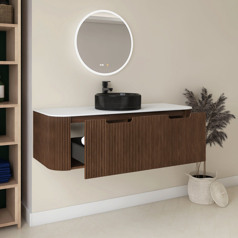 Meuble-lavabo 48 po avec lavabo, Brun, 48", Noir