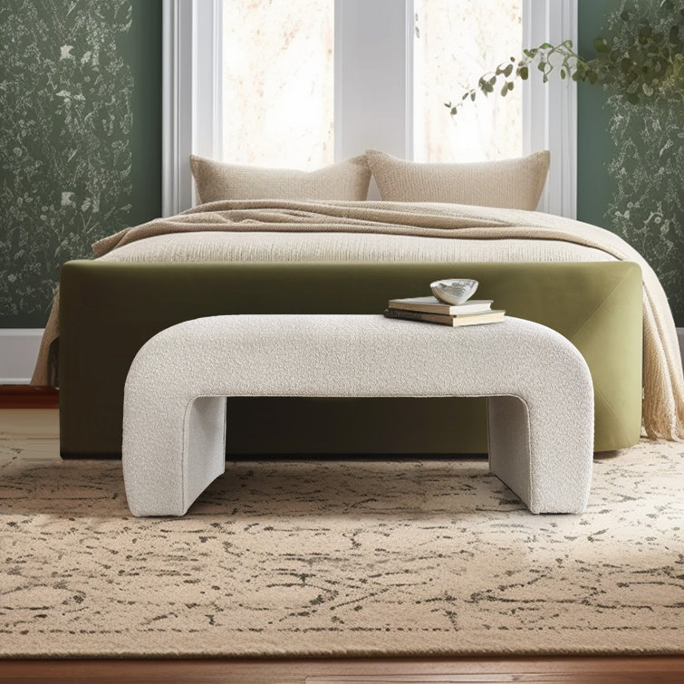 Armelia Boucle Upholstered Waterfall Bench