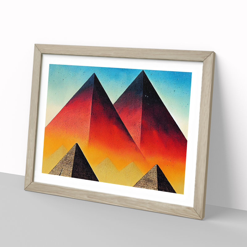 Contemporary Pyramids - Framed Print, 34cm H x 46cm W x 2cm D, Oak
