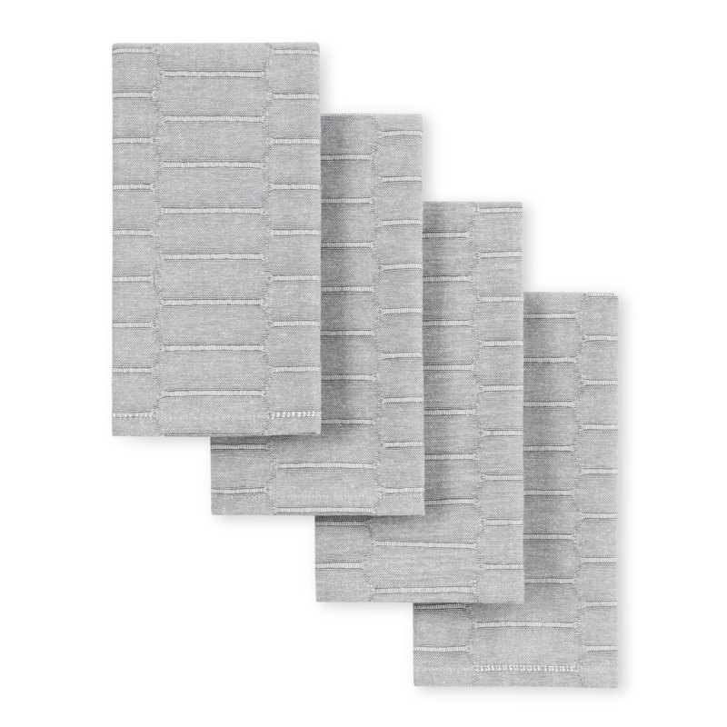 Ensemble de 4 serviettes de table en nid d'abeille modernes Martha Stewart, gris anthracite, 19 po x 19 po, Gris anthracite