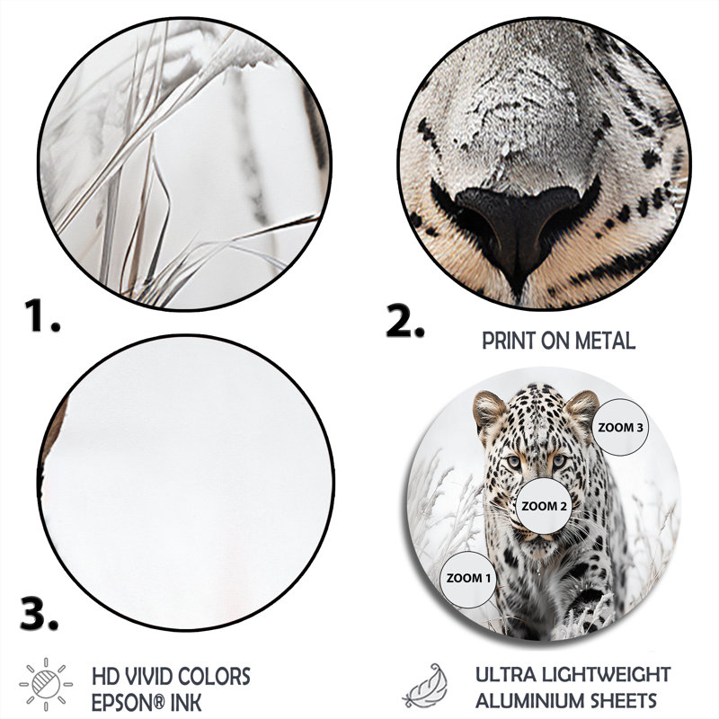 Art mural rond en métal Jungle Leopard, H 23 po x l 23 po