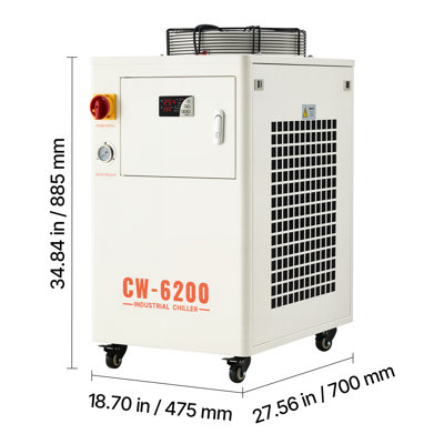 Industrial Water Chiller, 17,060 BTU/h, Industrial Water Cooler Cooling System with Compressor, 3.96  Gal Tank Capacity, 18.5 GPM Max Flow Rate, for CO2 Laser Tube Engraving & Cutting Machine