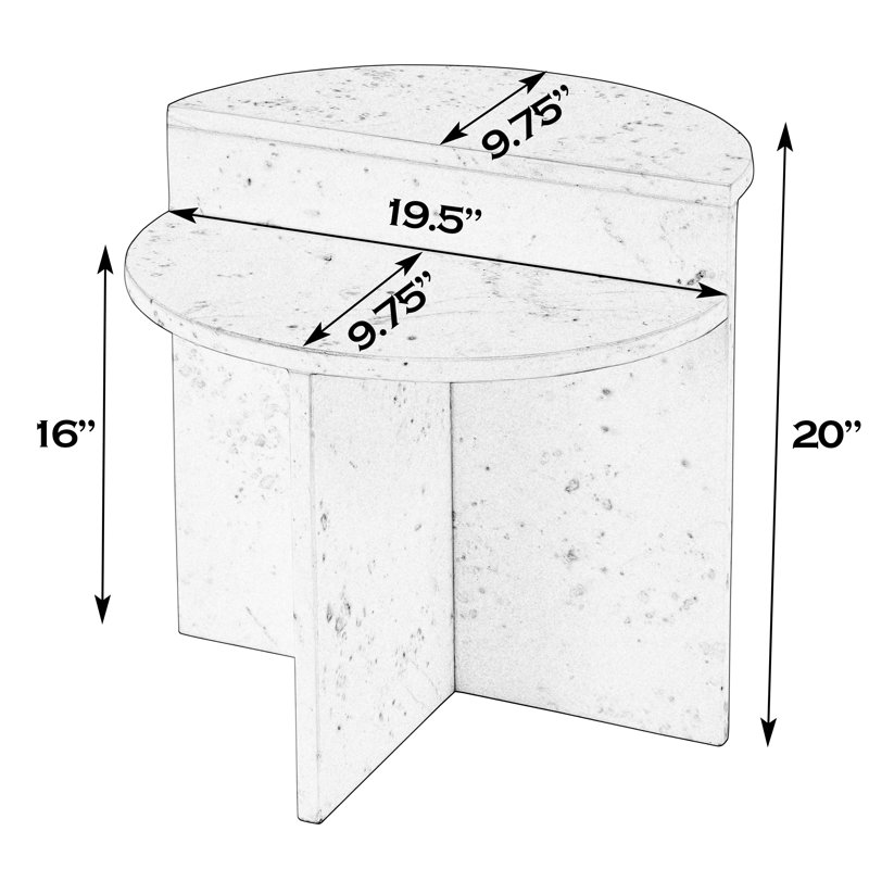Vienna 19.5 in. W Round 100% Marble Accent Table