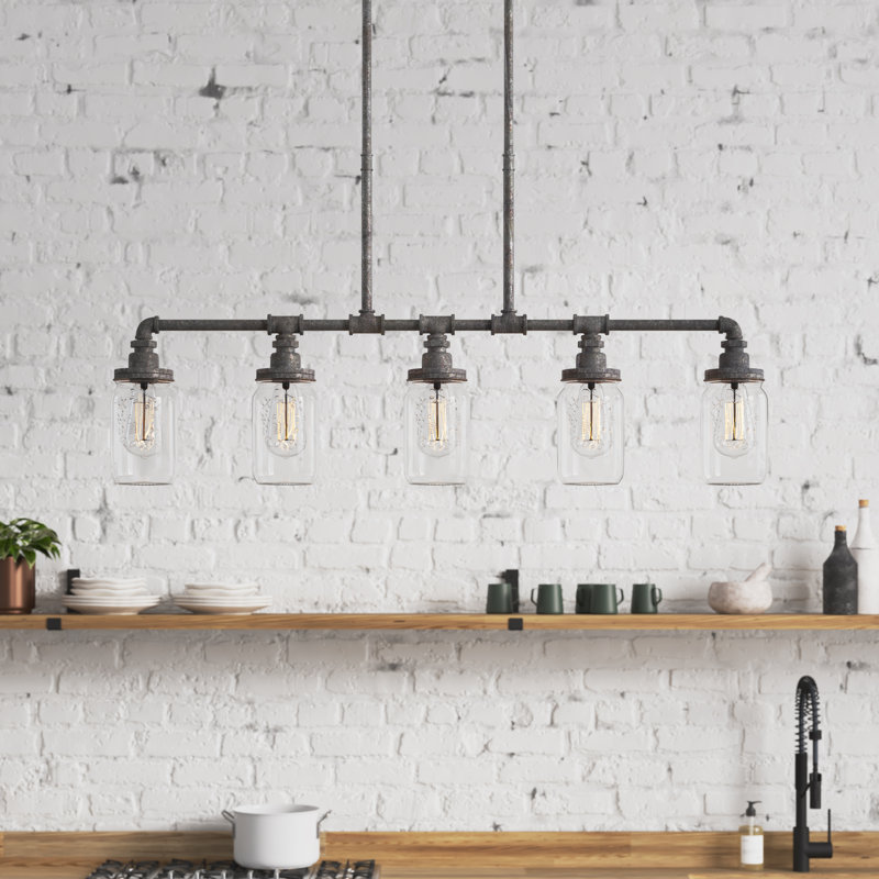 Luminaire suspendu linéaire pour îlot de cuisine à 5 lumières Claude