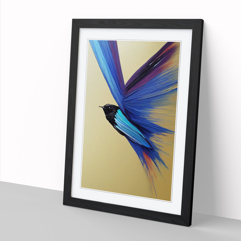Swallow Bird Palette Knife - Single Picture Frame Print, 64cm H x 46cm W x 2cm D, Black