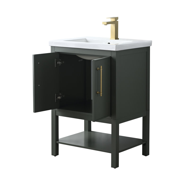 Ensemble de meuble-lavabo simple 24 po Jewell, Vert rétro
