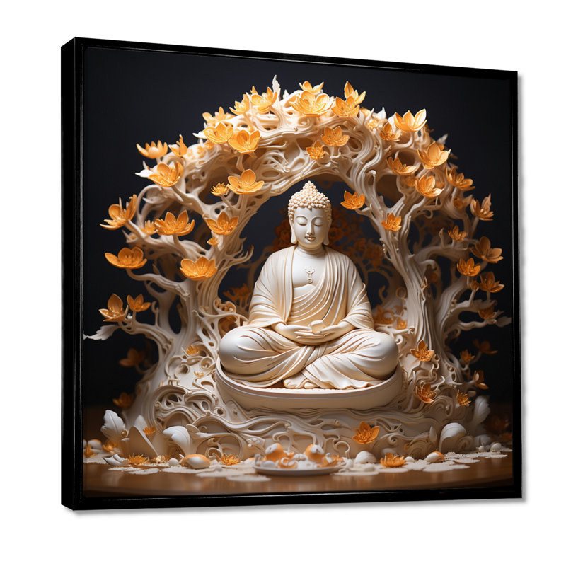 Tohei - Buddhism Wall Art Living Room, Black Floater Framed, 16" H x 16" W