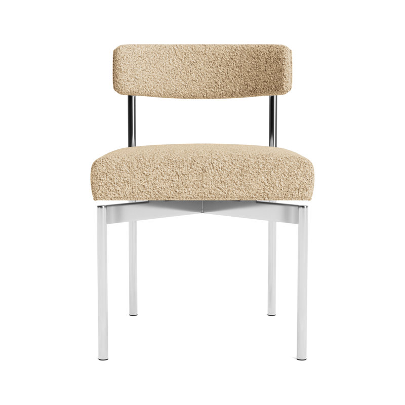 Remy Upholstered Dining Chair, Berber - Dune, Polished Stainless Steel