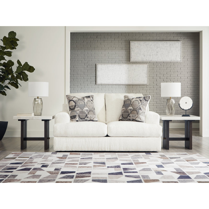 Causeuse avec accoudoirs en velours 70 po, Velours lin