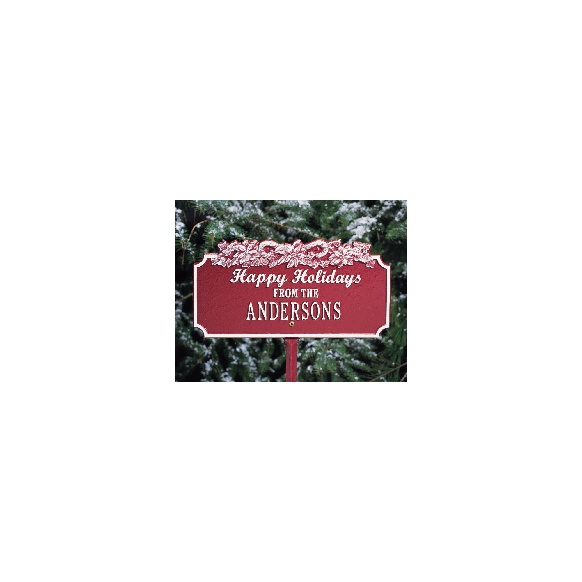 Happy Holidays Garden Stake, Red/White, Yes