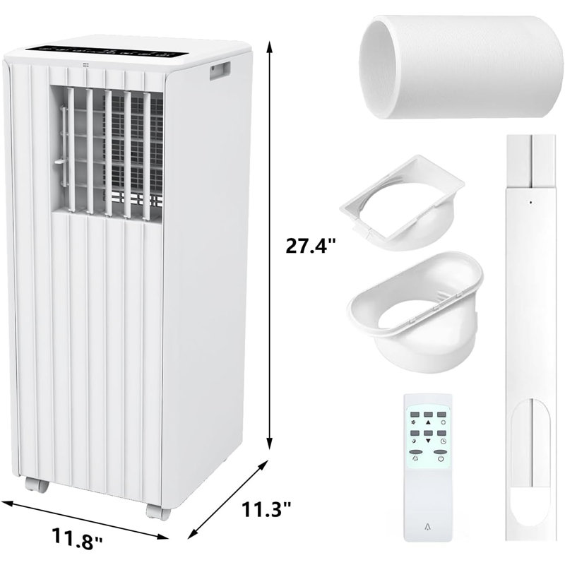 Climatiseur portatif 8 000 BTU pour les pièces jusqu'à 350 pieds carrés Pi. avec déshumidificateur et ventilateur, télécommande, minuterie 24 heures, conception compacte pour les espaces de vie à la maison
