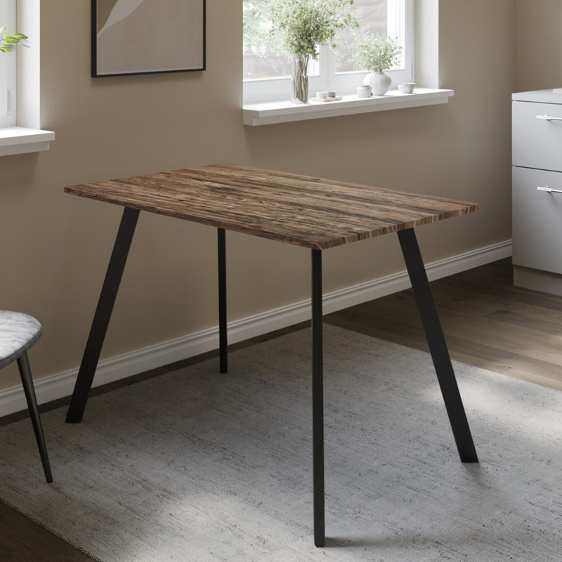 Metal Base Dining Table, Rustic Oak