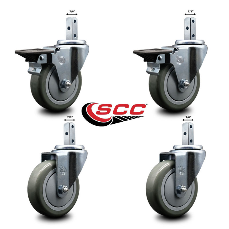 4 Piece Polyurethane Caster Set, Gray