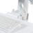 Set of 2 White Monitor Mounts with Adjustable Keyboard Tray