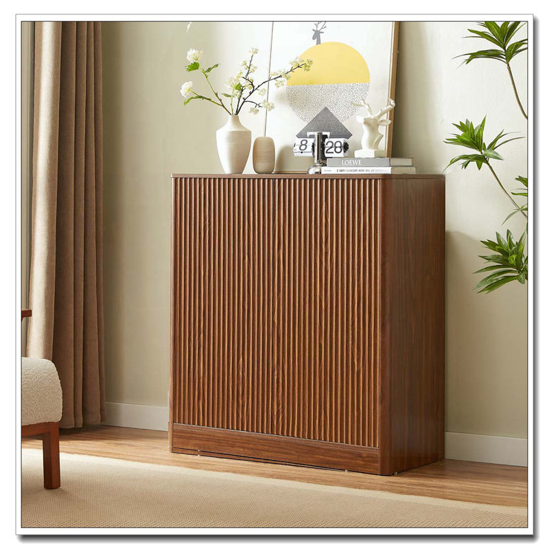 31.5-inch modern wavy sideboard, Walnut