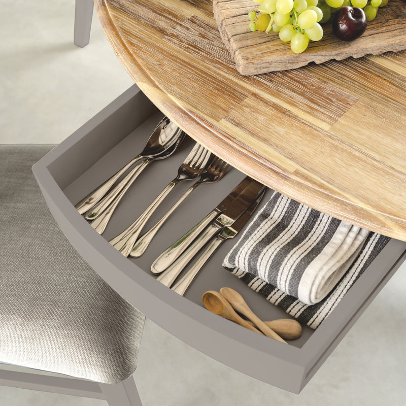 Bayou Round Solid Wood Top Dining Table, Dove Grey