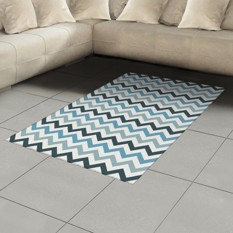 Blue High Density Long Fiber Poly Threads Decorative Area Rug Carpet, Rectangle 4' x 5'8"