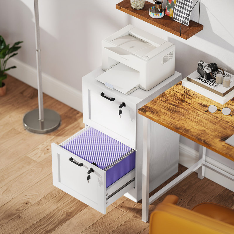 40cm Wide 3 -Drawer File Cabinet, 71cm H x 40cm W x 40cm D, White