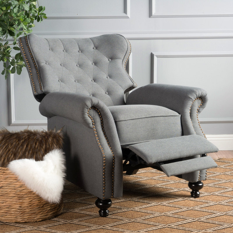Fauteuil inclinable manuel standard de 35,83 po de largeur Lothrop, 100 % polyester - gris charbon
