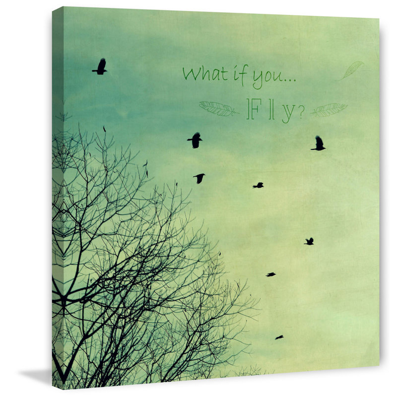 Reproduction d’art sur toile tendue, "what if you you fly" par robin, H 18 po x l 18 po x P 1,5 po
