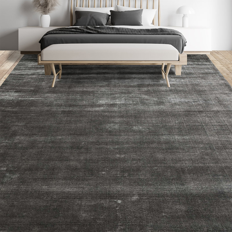 High-Quality Handwoven Black/Gray Area Rug, Rectangle 6' x 9', Black/Gray