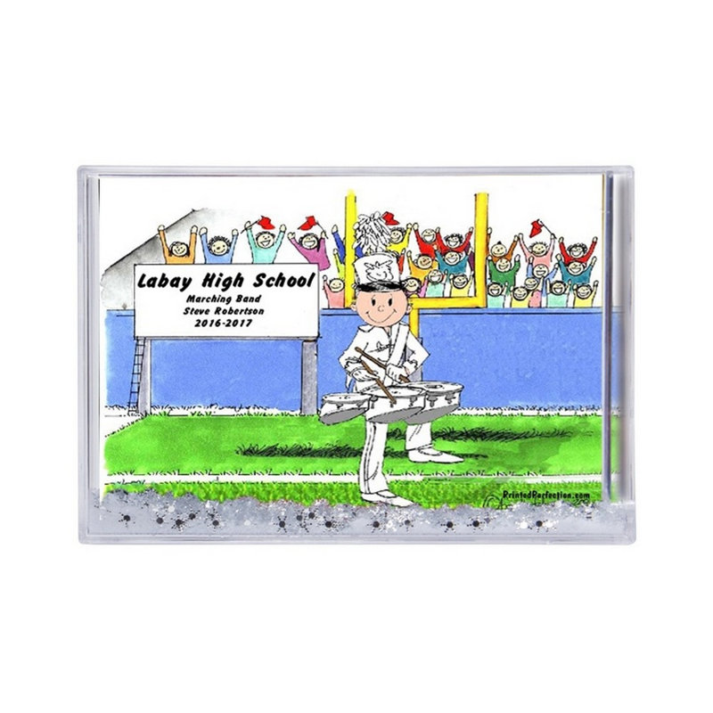Personalized Band, Three Drum - Male Snow Globe Frame Gift  6" x 4", Yes