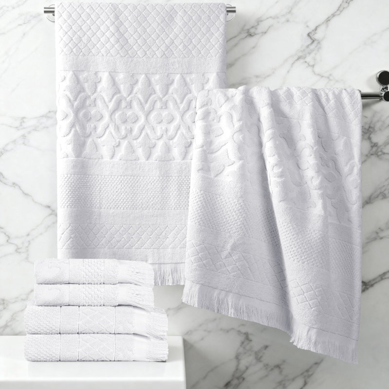 Ensemble de serviettes en coton 6 pièces Blue Nile Mills, Blanc, Ensemble 6 serviettes de bain