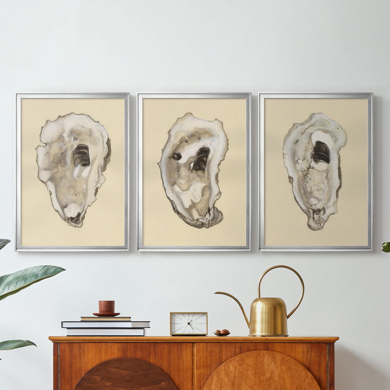 Toile sépia Oysters I, Argent argent, H 21 po x l 30 po