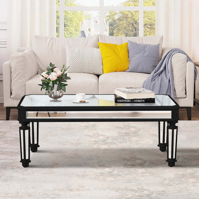 Table basse à miroir argenté