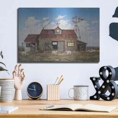 Luxe Metal Art 'Christmas In The Barn.' by Maria Laura Bratoz Metal Wall Art