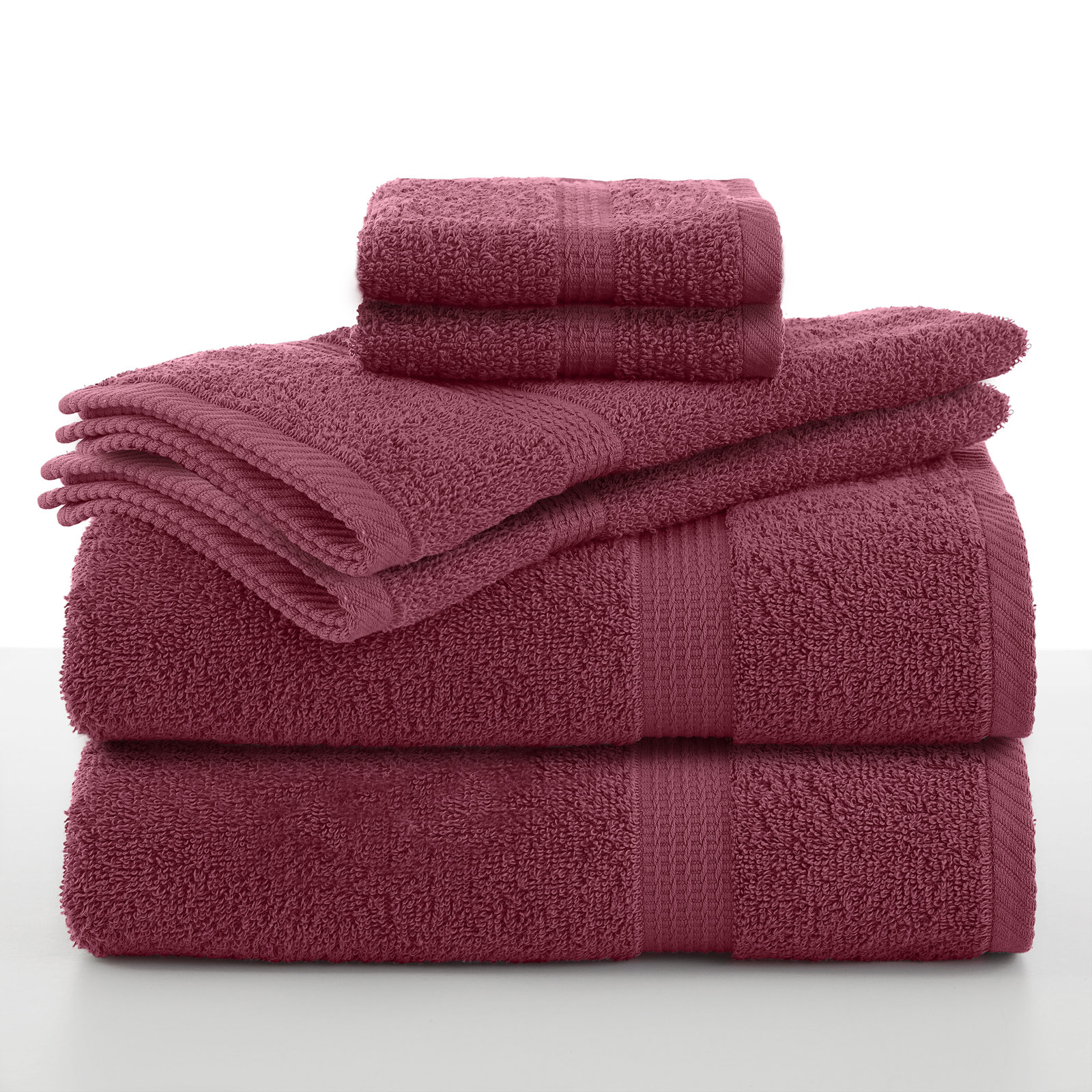 Essentials 6-Piece Bath Towel Set, Soft Red
