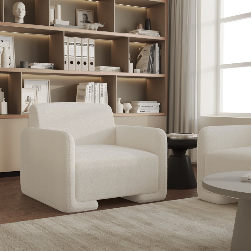 Chaise d'appoint flottante Svetinka, Lin blanc / velours