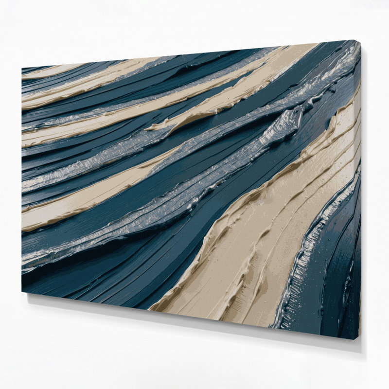 Art mural horizontal sur toile à rayures horizontales gris acier, H 24 po x l 36 po