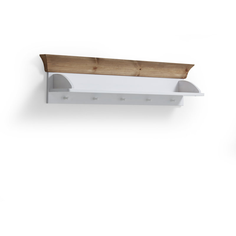 Leary Pine Solid Wood Floating Shelf, White/Brown