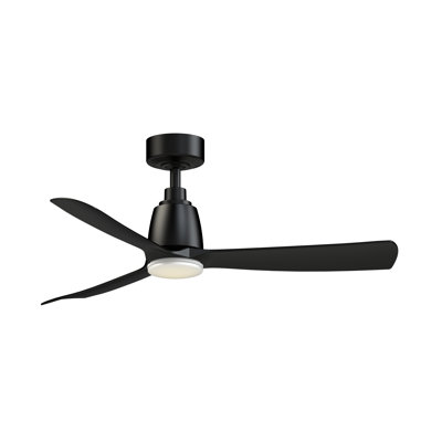 Kute 44 inch Indoor/Outdoor Smart Ceiling Fan with Matte White LED CCT Select Light Kit - Black with Black Blades
