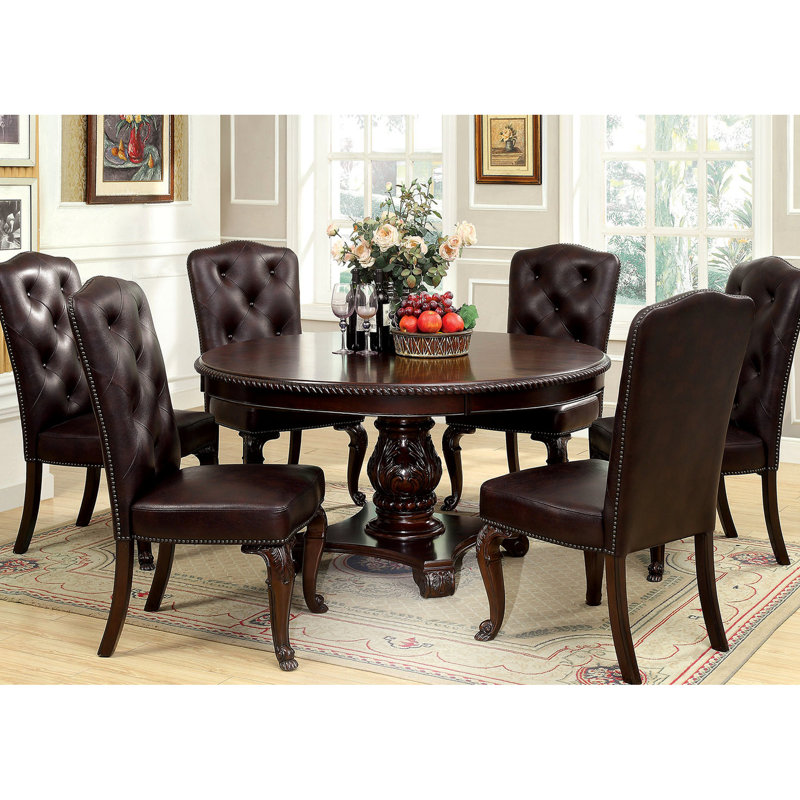 Chaises d'appoint de salle à manger traditionnelles, bois massif cerisier brun, revêtement foncé, 2 chaises en bois, dossier et rembourré, style luxueux