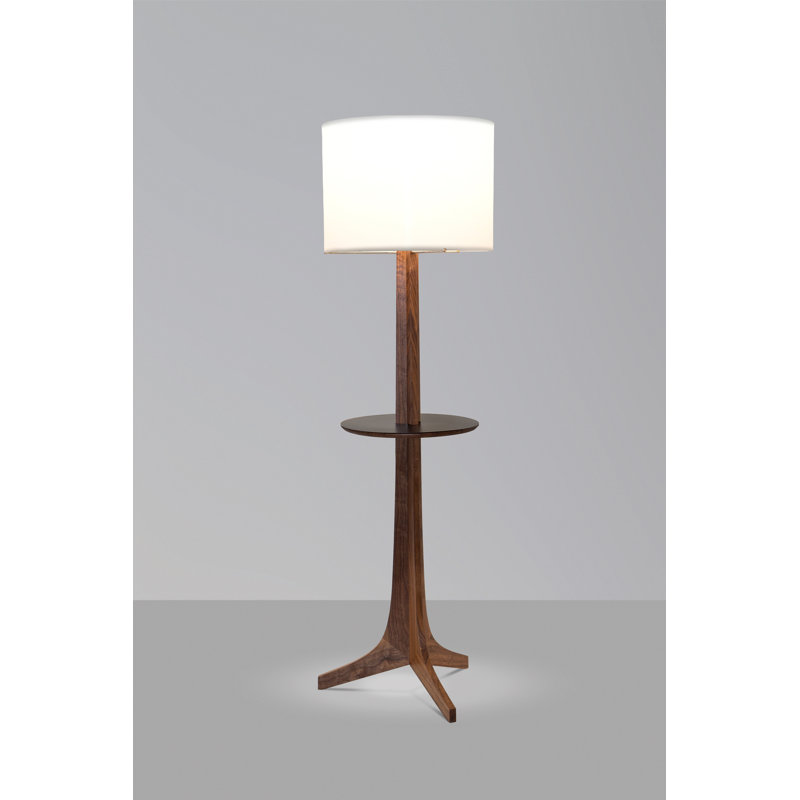Lampe sur pied 59 po Nauta, Lin blanc, Laiton brossé / noyer / noir