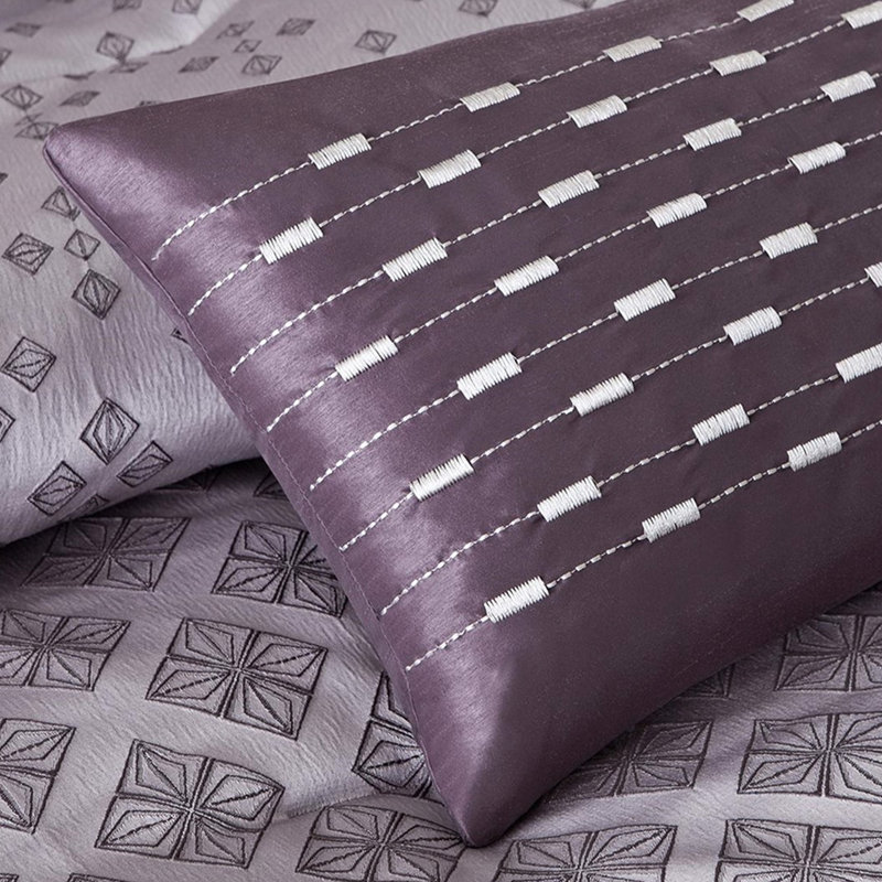 Queen Comforter In Purple, Accent, Decorative Pillows Included Size Purple Bedding, , Wrinkle, Purple