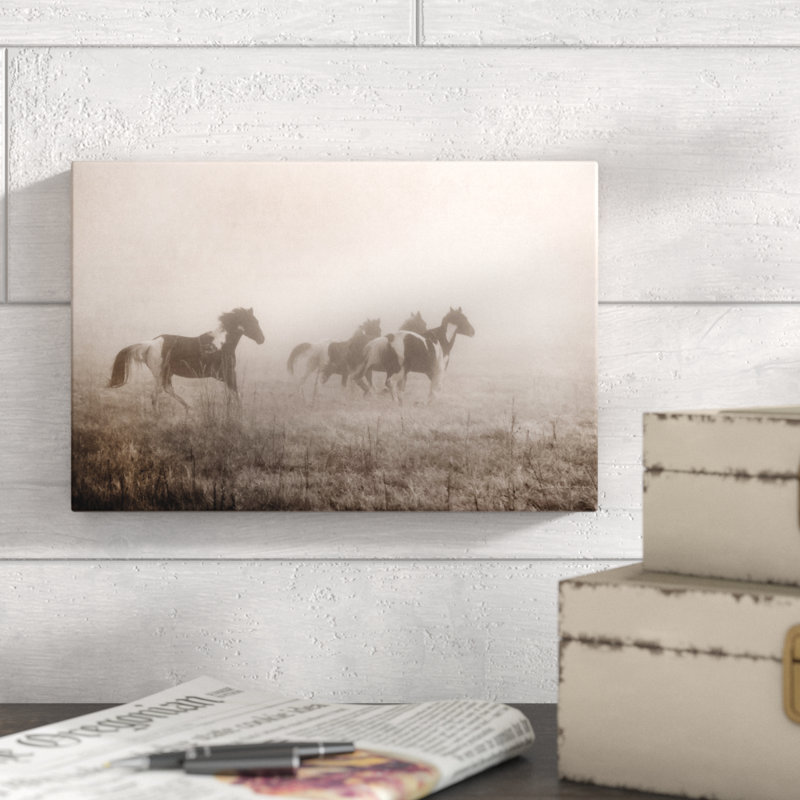 Paint Horses On The Run by Debra Van Swearingen - Wrapped Canvas Print, 20cm H x 30cm W