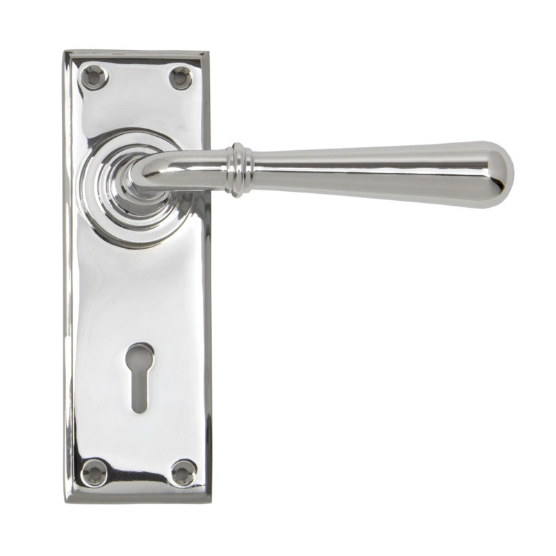 Newbury Lock Door Handle Kit, Polished Chrome